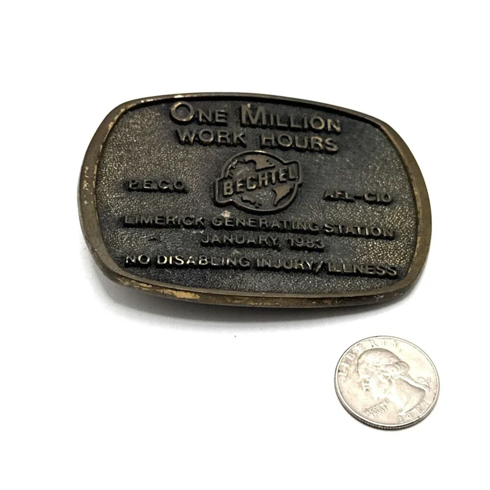Vintage '83 LIMERICK GENERATING STATION Bechtel AFL-CIO Belt Buckle Safety Award